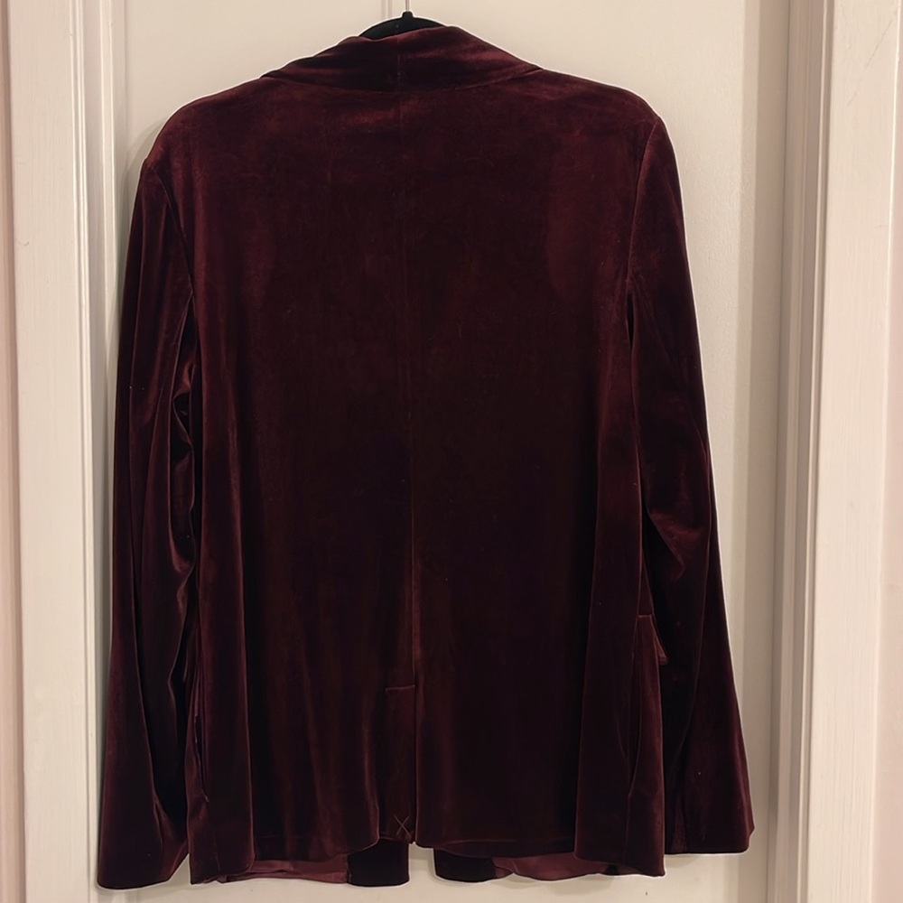 Burgundy velvet blazer - Picture 3 of 5